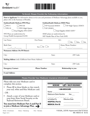 EmblemHealth Medicare Advantage Enrollment Form