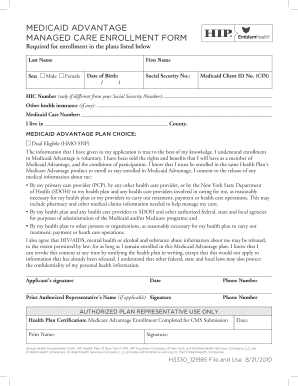 Medicaid Advantage Managed Care Enrollment Form