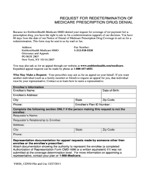 Medicare Prescription Drug Denial Redetermination Form