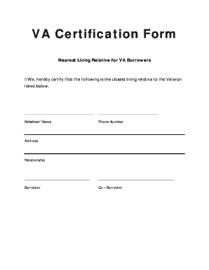 VA Certification Form
