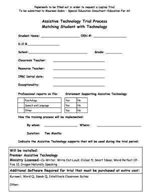 Assistive Technology Trial Request Form