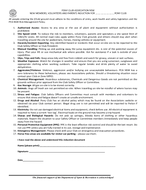 Pony Club NSW Induction Form