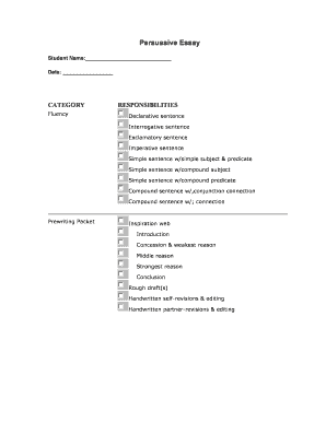 Persuasive Essay Assignment Form