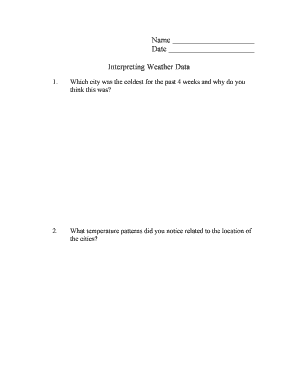 Weather Data Analysis Worksheet