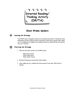 Black Widow Spiders Directed Reading Activity