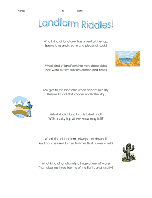 Landform Identification Worksheet