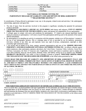 Nantahala Outdoor Center Liability Waiver