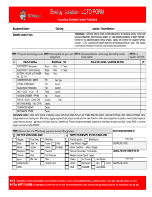 Hazardous Energies Control Procedure