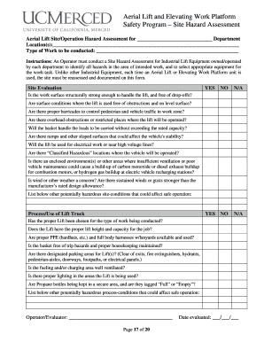 Aerial Lift Site Hazard Assessment Form