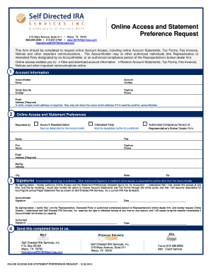Online Access and Statement Preference Request