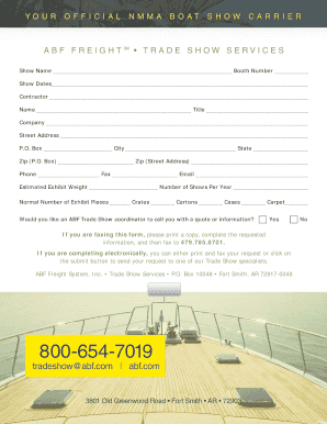 ABF Freight Trade Show Service Request Form