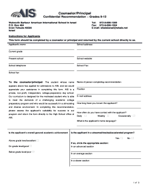 Counselor/Principal Recommendation Form
