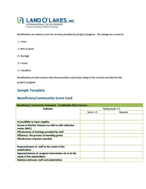 Beneficiary Community Scorecard