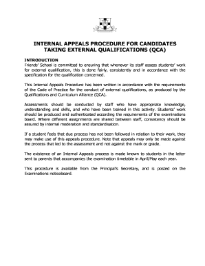 INTERNAL APPEALS PROCEDURE FOR CANDIDATES TAKING EXTERNAL - friendsschoollisburn org