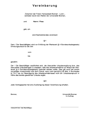 Vereinbarung über Urlaubsgewährung