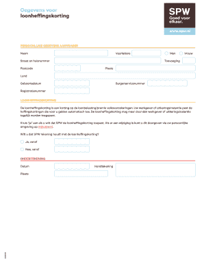 Formulier voor loonheffingskorting