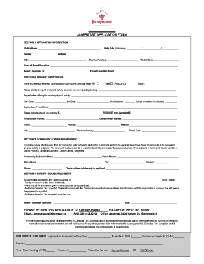 Jumpstart Application Form