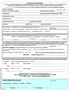 403(b) Transaction Routing Request Form