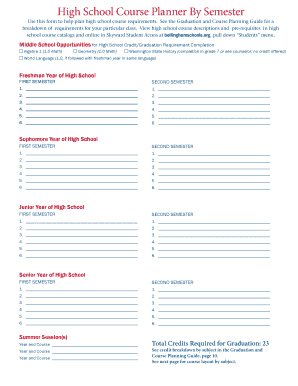 High School Course Planner