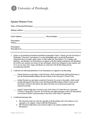 Speaker Release Form