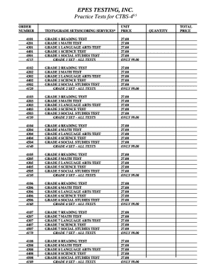CTBS-4 Practice Tests Order Form