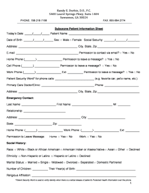 Suboxone Patient Information Sheet