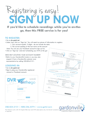 Gardonville DVR Registration Form