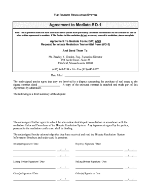Agreement to Mediate Form D-1