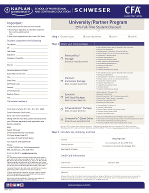 CFA Exam Prep Order Form