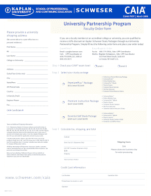 CAIA Exam Prep Faculty Order Form