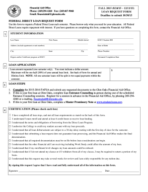 Federal Direct Loan Request Form
