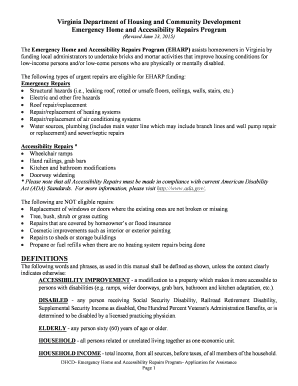 Virginia Emergency Home and Accessibility Repairs Program Application