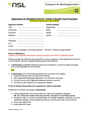 Application for Resident’s Permit