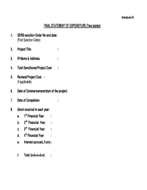 Final Statement of Expenditure