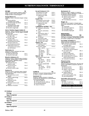 Nutrition Diagnostic Terminology Form