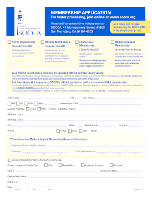 SOCCA Membership Application