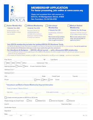 SOCCA Membership Application