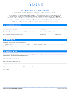 Gift Transfer of Shares Form