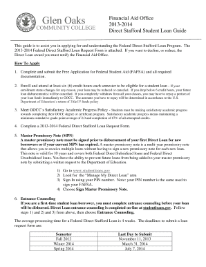 2013-2014 Federal Direct Stafford Loan Request Form