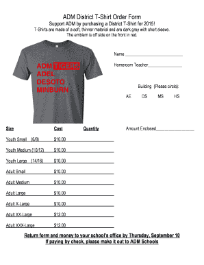 ADM District T-Shirt Order Form - admschools