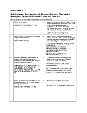 UK Director Transaction Notification Form