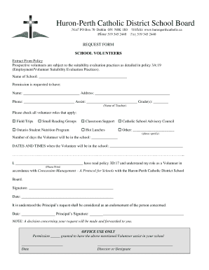 School Volunteer Request Form