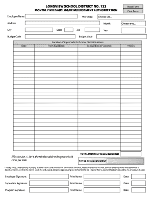 Mileage sheet template - MONTHLY MILEAGE LOGREIMBURSEMENT AUTHORIZATION