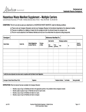 Hazardous Waste Manifest Supplement