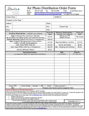 Air Photo Distribution Order Form