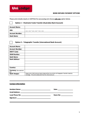 Bond Refund Payment Options