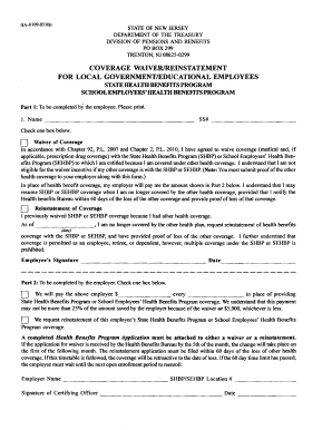 New Jersey Health Benefits Waiver/Reinstatement Form