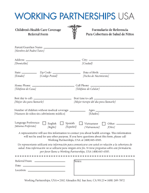 Children's Health Care Coverage Referral Form