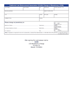 California Law Enforcement Association Beneficiary Change Form