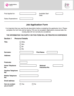 Job Application Form